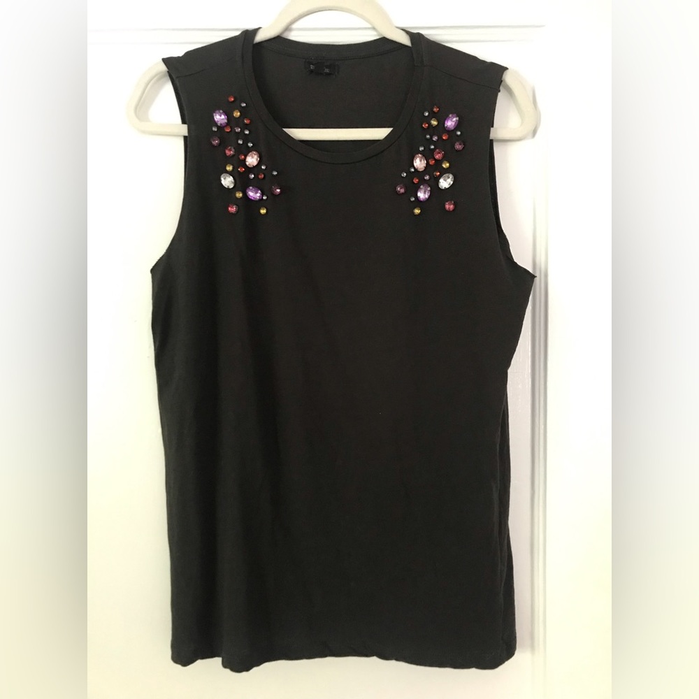Zara Trafaluc sleeveless t-shirt with crystal embellishment on shoulders size M